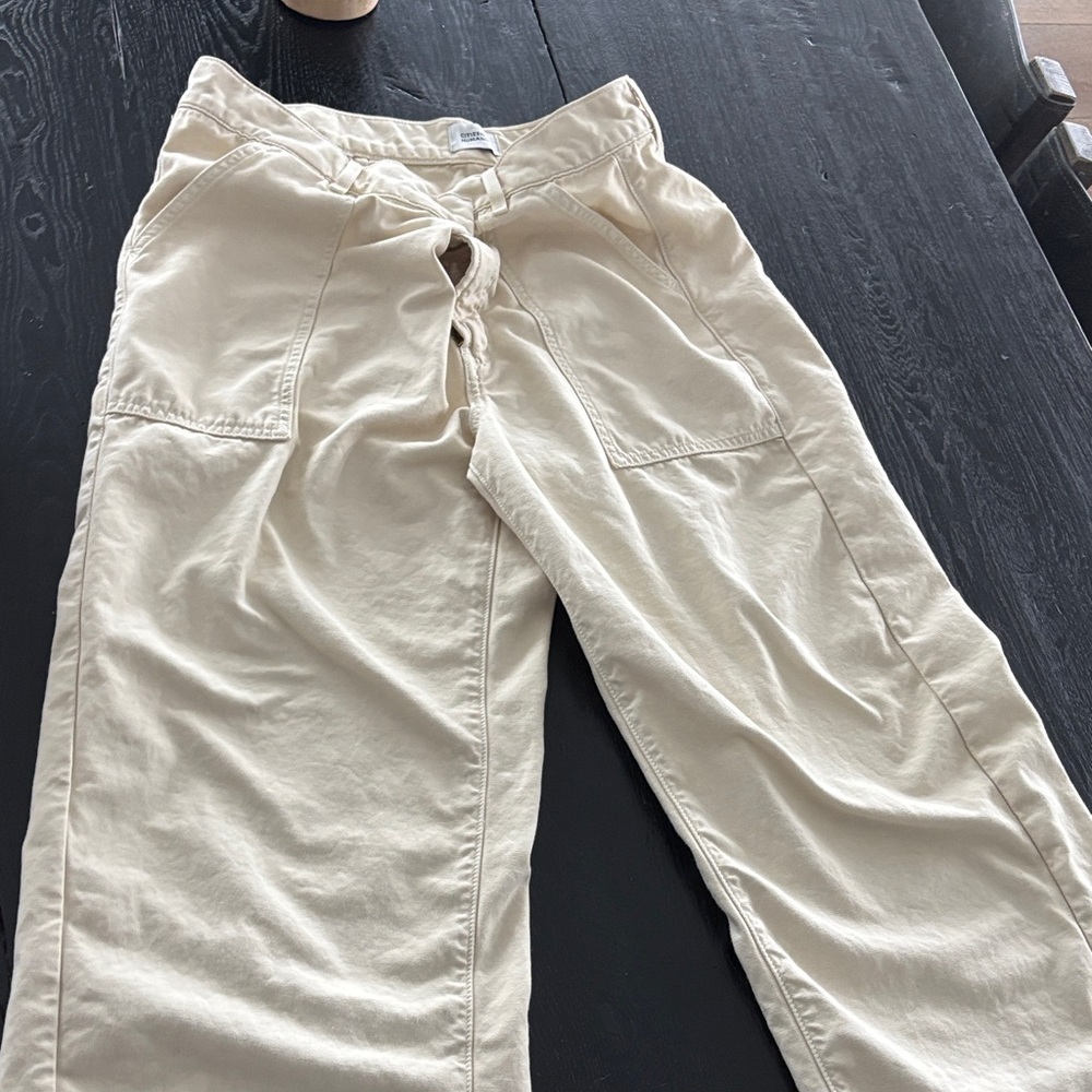 Citizens Of Humanity Cream Flare & Wide Leg Jeans